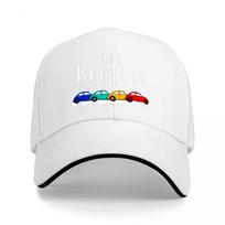 THE BEETLES CLASSIC CAR DESIGN BLACK BASEBALL CAP WITH COLORFUL VINTAGE CARS PRINTED FRONT LOGO ADJUSTABLE FIT FOR Unisex AND Women One Size white