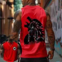 Dragon Ball Anime Goku Peripheral Print Tank Top American Gym Men's Casual Loose Sports Summer Fashion Pure Cotton Vest ins S