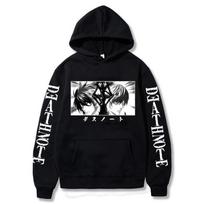 Japanese Anime Death Note Cool Graphic Hoodies Vintage Oversized Hooded Sweatshirt Long Sleeves Cotton Hoodie Men Women Clothes S black