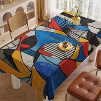 A Polyester Tablecloth Featuring Vibrant Colors Like Blue, Red, Yellow, Black, White, Gray, Beige, And Brown, Suitable for Kitchens, Parties, Patios, 60*120inch(152cm*300cm）
