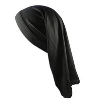 Elastic Wide Brims Two-end Elastic Night Caps Sleeping Caps Long Tail Turban Hat Tube Caps for Men Women Boys Girl 1 black