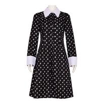 Adamo šeimos kostiumas Helovino pasirodymui Tas pats stilius Trečiadienės pagrindinio personažo kostiumas Cosplay Juoda suknelė Dot Black Dress Comes with Black Socks M white