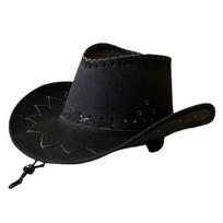 Western Cowboy Hat Soft Suede Wide Brim Sun black