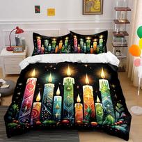 Colorful candles with patterns. Bedding sets Duvet cover sets Duvet covers Pillowcases(1 * Duvet Cover 2 * Pillowcases without duvet insert) 135x200cm black