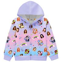 36380 Kids Girls KATSEYE Printed Long Sleeves Hooded Zipper Coat Jacket 120cm gray