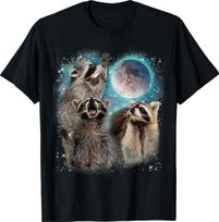 3 Racoon Moon Howling Raccoon Head Funny For Men, Women, T-Shirt 4XL