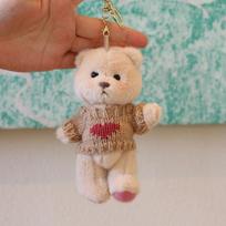 Cute Cartoon Silly Dressed Teddy Bear Joints Movable Plush Toy Doll Keychain Bag Pendant Gift Anime Peripheral beige