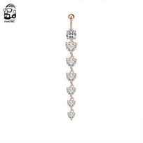 7 Širdelės Kristalai Ilgi Kabantys Bambos Žiedeliai Chirurginio Plieno Mielas Bambos Pradurta Vieta Nombril 14g Lenkta Štanga Kūno Pradurta Vieta Papuošalai Curved barbell&Navel & Bell Button Rings&Body white