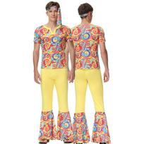 M/xl Size 70s Retro Disco Costume Set Perfect Fit For Men And Women ManOrangeYellow,XL beige