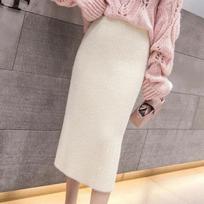 Mink Fleece Wrapped Hip Skirt Women's Autumn/Winter Thickened Knitted Half Skirt Medium Length Woolen Skirt Long Skirt L balta