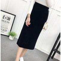 Mink Fleece Wrapped Hip Skirt Women's Autumn/Winter Thickened Knitted Half Skirt Medium Length Woolen Skirt Long Skirt L white