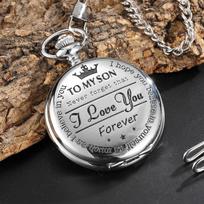 Fashion To My Son I Love You Series Pocket Watch Quartz Watch Pendent Necklace Clock sidabras