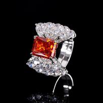 Jewelry Copper Bottom Gold-Plated High Carbon Diamond Ice Flower Cut Copper Inlaid Temperament Light Luxury Butterfly Ring Female 8 * 10 white