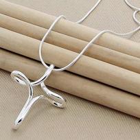 925 Sterling Silver Cross Pendant Necklace 16-30 Inch Snake Chain for Woman Fashion Wedding Engagement Jewelry 55cm beige