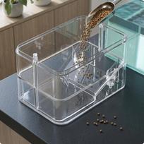 Automatic Aquarium Fish Feeder Transparent with Timer Acrylic Food Container gray