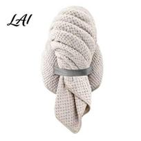 Super Absorbent Hair Drying Cap Microfiber Towel Wrap Quick Dry Anti-frizz Turban with Elastic Fast Bath Band Women Wrap for Long Thick Curly Large white