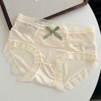 Ladies Summer Thin Sexy Lace Comfortable Moisture  Absorbing Antibacterial Triangle Briefs Einson XL white