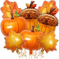 8Pcs Happy Fall Balloons Pumpkin Big Maple Leaves Acorn Balloons Fall Mylar Foil Balloons ThanksGiving Home Festival Decorations as the picture brown
