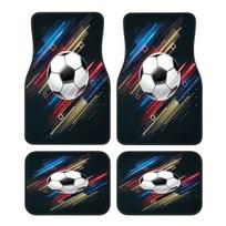 4pcs Football Pattern Car Rubber Mats, Easy-to-Clean Interior Accessories, Suitable for Front And Rear Seats 4PCS gray