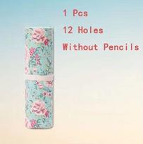 12/24/36/48/72 Hole Colorful Cloth Pencil Case Stationery Pencil Storage Bag Pencil roll School Student Supplies Paint Brush Bag beige