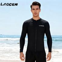 Mens UV Protection Rash Guard Set Long Sleeve Top Pants With Front Zipper Surfing Diving Swimming Large white