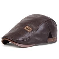 Vyriškos retro PU odinės newsboy kepurės su JAMONT etiketėmis, britų dailininkų kepurės, pavasario/rudens, šoninė reguliuojama plokščia kepurė, hiphopo beretės gray