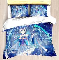 Hatsune Miku Duvet Cover Set Comforter Bedding 3d Children'S Bedding Set 3-Piece 1 Quilt Cover King Size 90X200CM gray
