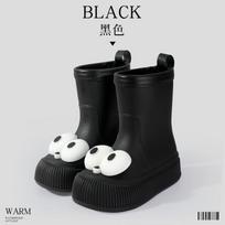 Parent-child Fashion Cute Big Eyes Medium Tube Thick-soled Rain Boots 30-31 black