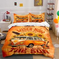 Sunflowers, eagle, orange van. Bedding sets Duvet cover sets Duvet covers Pillowcases(1 * Duvet Cover 2 * Pillowcases without duvet insert) 135x200cm orange