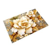 Floor Mat 3D Flower Pattern Non-Slip Rubber Backing Absorbent Quick-Drying Rug Bathroom 40*60cm beige