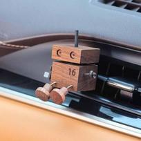 Wooden Robot Car Air Freshener Vent Clip with Fragrance Oil Conditioning for Trucks gray