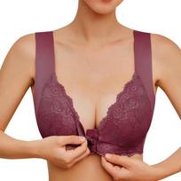 Cross-Border Front Buckle Large Size Wireless Breathable Women's Bra 6XL beige