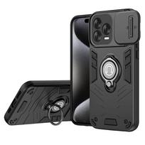 Dėklas ZTE AXON 70 Blade A75 A56 Pro, pilno korpuso tvirtas apsauginis su slankiojančiu kameros apsaugos žiedu, skirtas ZTE AXON 70 Blade A75 ZTE AXON 70 juoda