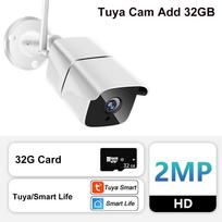 Tuya Bullet IP kamera Lauko 120° plataus kampo 1080P saugos kameros WiFi išmanusis namas Judesio aptikimas Metalinis korpusas Webcam Alexa Tuya Cam Add 32GB
