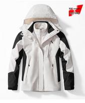 Women's & Men's 3-in-1 Stretch Waterproof Fleece-Lined Mountaineering Suit for Autumn & Winter. XXL gray