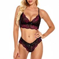 Women's Fashion Sexy Lace Two-piece Set Suit Color Wireless Bra Sexy Underwear Panties XL