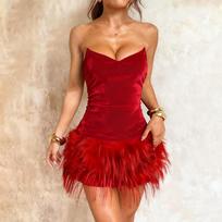 ZX new tube top sexy celebrity Mao Mao hem short skirt dress skirt M