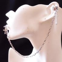 Cross Silver Fake Piercing Gothic Lolita Punk Visual Kei Accessories Ear Cuff Clip Body Dummy Mens Womens Halloween Cosplay