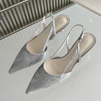 Fashion Big Size 43 Fashion Pointed Toe Ladies Thin Heels Sandals Shoes Female Shallow Footwear Elegant Women Heeled Sandals Shoes 35 gray