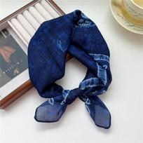 Medvilninis ir lininis mažas kvadratinis šalikas Šilko šalikas Moteriškas pavasario ir rudens naujo stiliaus meniškas ir universalus madingas temperamento galvos apdangalas 58*58cm blue