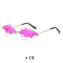 Fashion Rimless Unisex Sunglasses Trendy Bat Shaped Sun Glasses Female Male Vintage Shades Halloween Accessories other purple