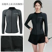 Womens Long Sleeve Rash Guard Set With High Elasticity UPF 50 Sun Protection Swimsuit Snorkeling Surfing Hot 3XL gray