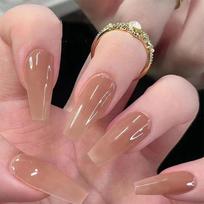 Nude Ballerina Long Coffin Press On Nails With Light Pink Charms Full Cover False Nail Tips For Women And Girls black