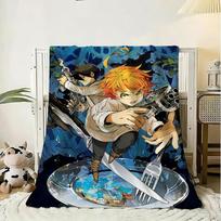 Retro Anime The Promised Neverland Throw 240g Flannel Blanket Lightweight Soft Skin-friendly Summer Thin Throw Blanket 75x100cm (30x40inch)