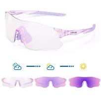 Kapvoe Purple Photochromic Running Sunglasses Outdoor Sports Bike Marathon Cycling Glasses Mountain Bicycle Goggles Eyewear Color Photochromic white