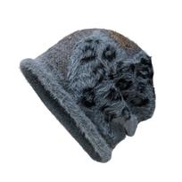 Leopard print big head circumference cold hat women's autumn and winter YK~ pile hat warm knitted hat showing face small pullover hat one size (54-58cm) gray