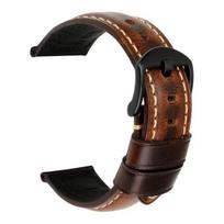 20/22/24 mm vintažinis reguliuojamas natūralios odos laikrodžio apyrankės riešo keitimas 24mm Black Buckle