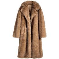Imitation fur jacket extended women's imitation fox fur two-color coat warm winter fur coat S beige