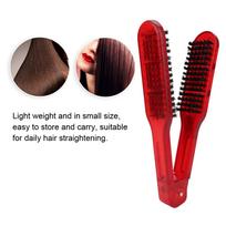 Hair Straightening Plywood Comb Straightener Styling Comb Hairdressing Tool (Red) black