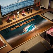 Miami Dolphins Logo Color Mouse Pad Large Gaming Table Cushion Non-slip Laptop Tablet Big Mousepad XXL Mat Mini PC Playmat With Lock edge 40cmx90cm(15.7x35.4inch) brown